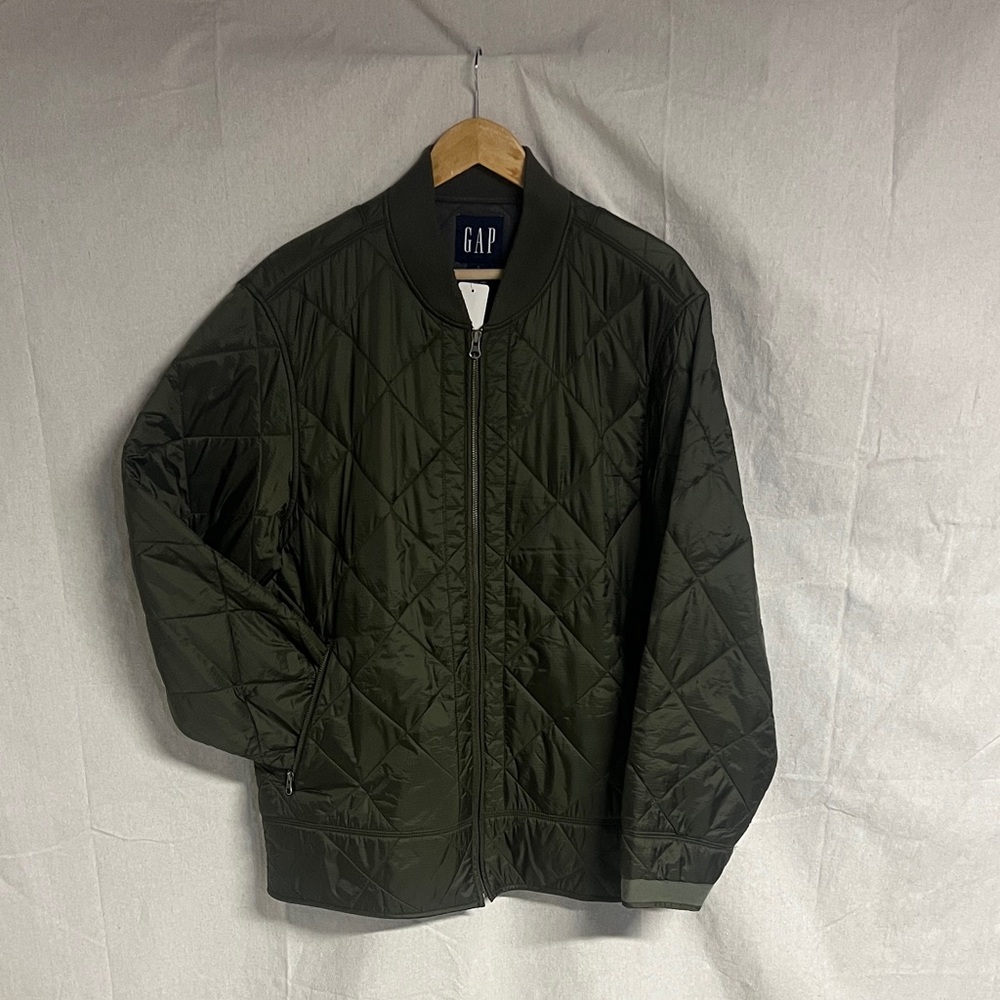GAP Men's Olive Quilted Bomber Jacket